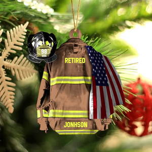 Personalized Firefighter Uniform Custom Name Acrylic Ornament Printed HN23924