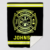 Personalized Retired Firefighter Custom Name Sherpa or Fleece Blanket Printed QTKH23939