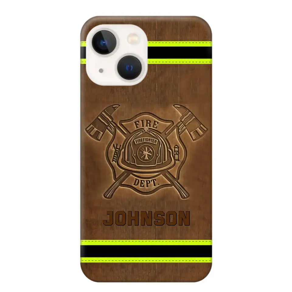 Personalized Firefighter Custom Name Leather Phonecase Printed KVH23949