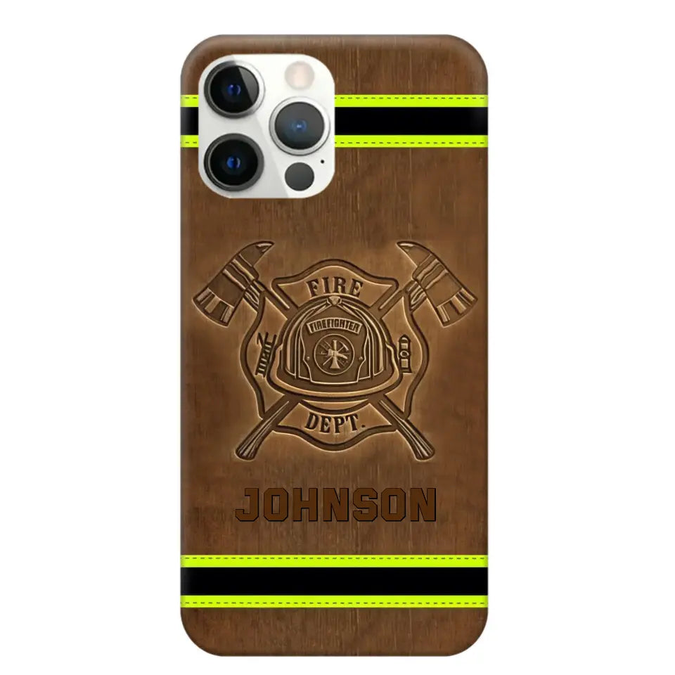 Personalized Firefighter Custom Name Leather Phonecase Printed KVH23949