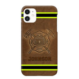 Personalized Firefighter Custom Name Leather Phonecase Printed KVH23949