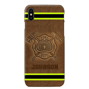 Personalized Firefighter Custom Name Leather Phonecase Printed KVH23949