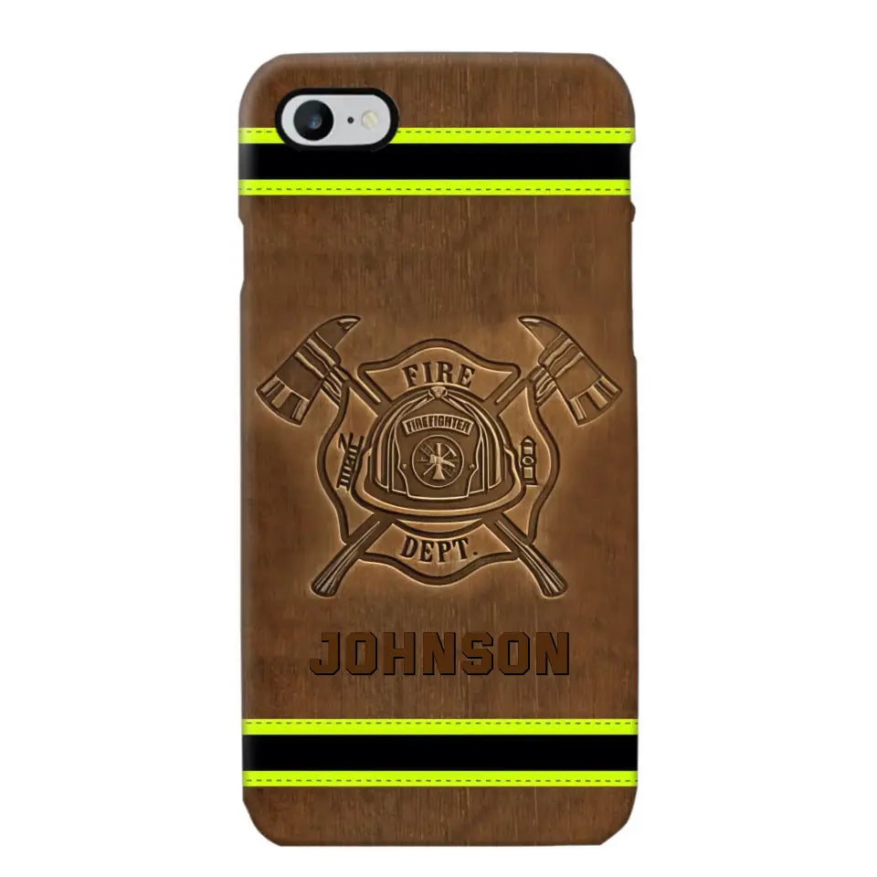 Personalized Firefighter Custom Name Leather Phonecase Printed KVH23949