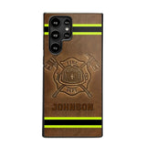 Personalized Firefighter Custom Name Leather Phonecase Printed KVH23949