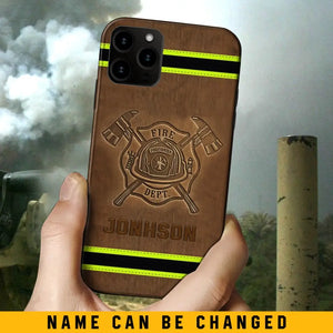 Personalized Firefighter Custom Name Leather Phonecase Printed KVH23949