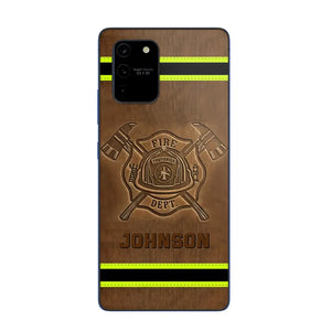 Personalized Firefighter Custom Name Leather Phonecase Printed KVH23949