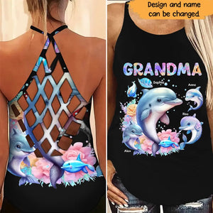 Personalized Grandma Dolphin Hollow - Out Tank Printed LDMHN23952