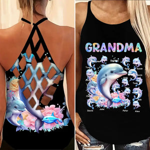 Personalized Grandma Dolphin Hollow - Out Tank Printed LDMHN23952