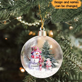 Personalized Grandma Snowman Custom Name Christmas Gift Pink Snowball 3D Ball Ornament Printed NTMTHN23982