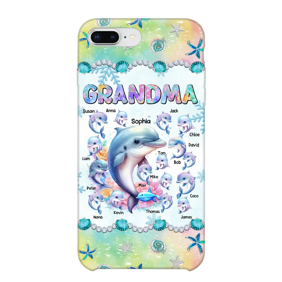 Personalized Grandma Dolphin Kid Names Ocean Vibes Phonecase Printed LVA23989