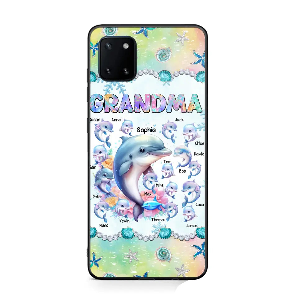 Personalized Grandma Dolphin Kid Names Ocean Vibes Phonecase Printed LVA23989