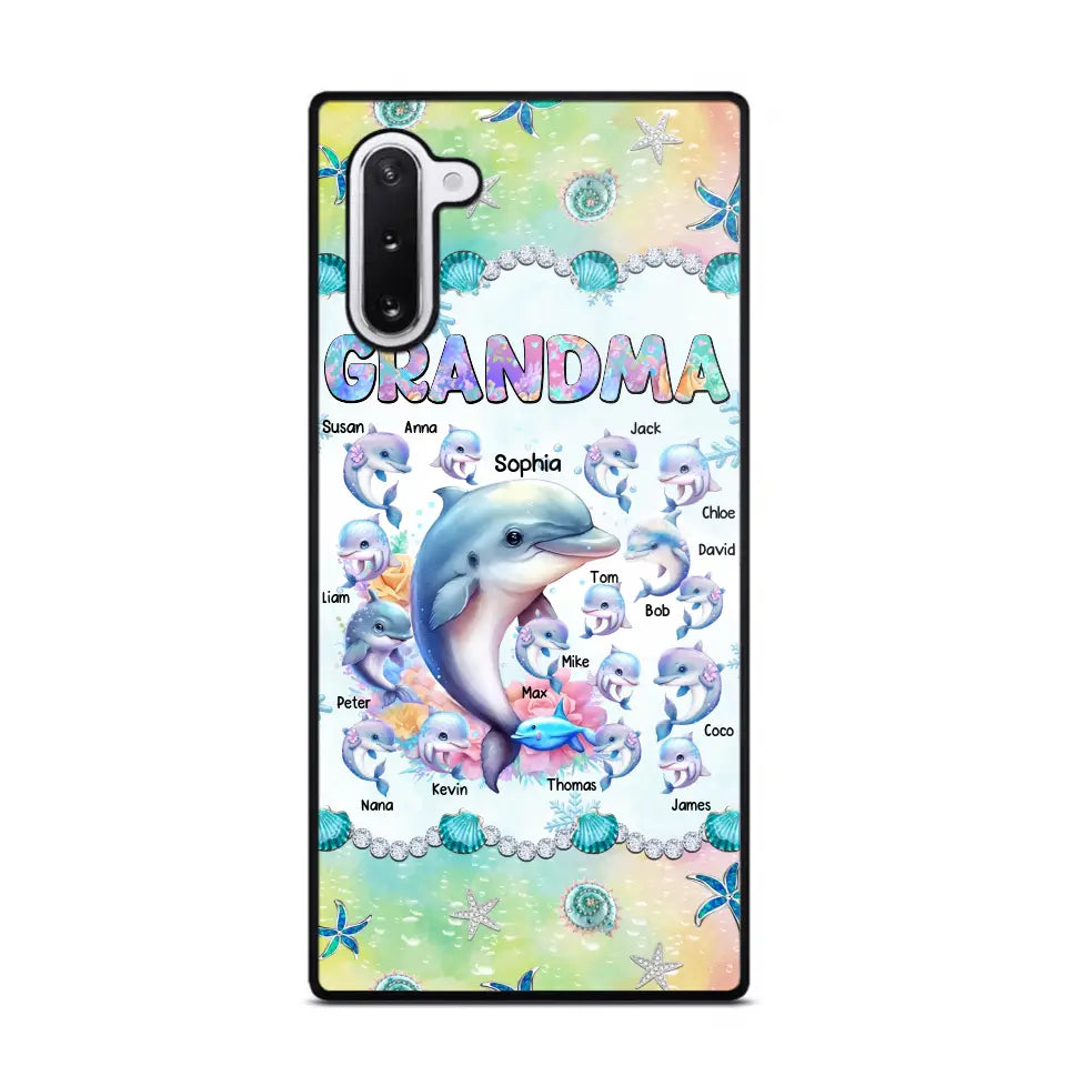 Personalized Grandma Dolphin Kid Names Ocean Vibes Phonecase Printed LVA23989