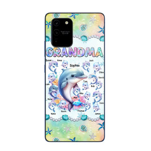 Personalized Grandma Dolphin Kid Names Ocean Vibes Phonecase Printed LVA23989