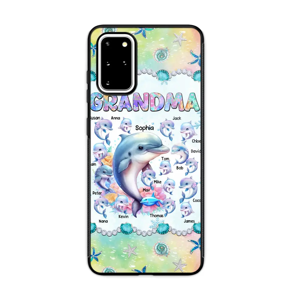 Personalized Grandma Dolphin Kid Names Ocean Vibes Phonecase Printed LVA23989