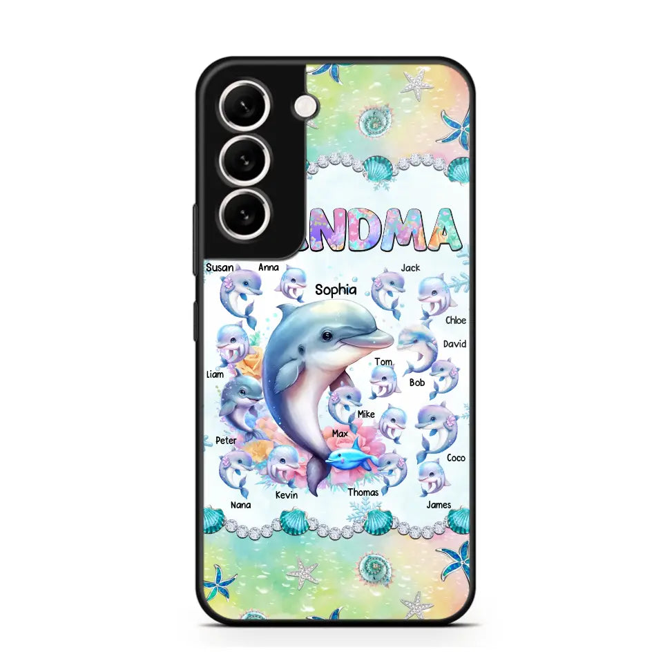 Personalized Grandma Dolphin Kid Names Ocean Vibes Phonecase Printed LVA23989