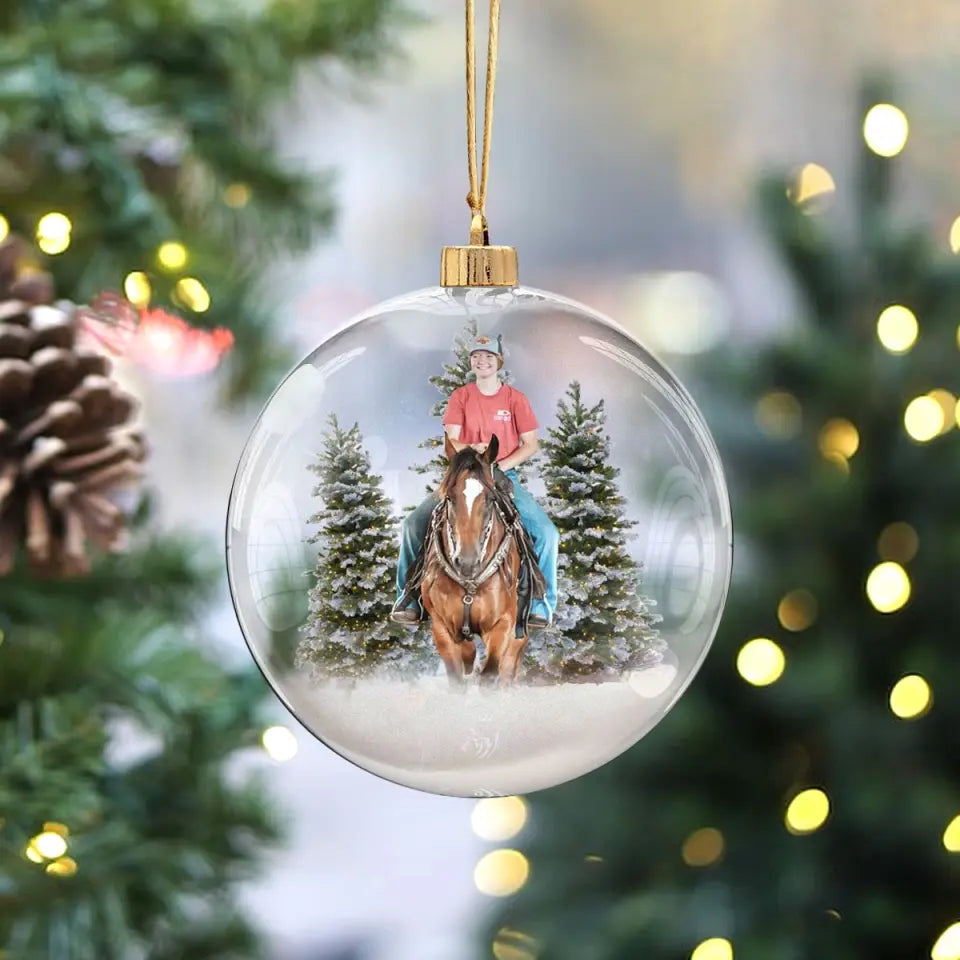 Personalized Upload Your Photo Horse Riding 3D Ball Ornament Printed HTHLVA231015