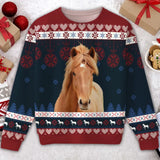 Personalized Upload Your Photo Horse Christmas Gift Ugly Sweater Printed LDMVQ231029