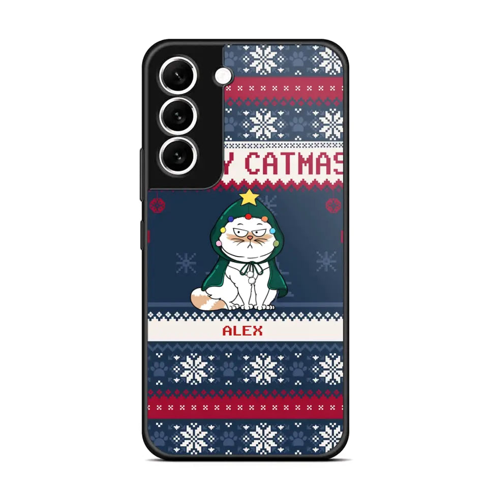 Personalized Meowy Catmas Cat Xmas Ugly Christmas Gift Phonecase Printed LVA231022