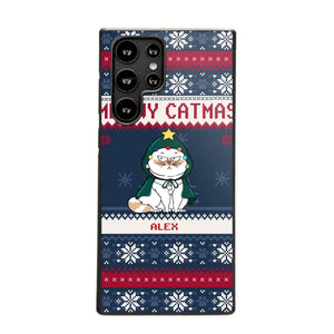 Personalized Meowy Catmas Cat Xmas Ugly Christmas Gift Phonecase Printed LVA231022