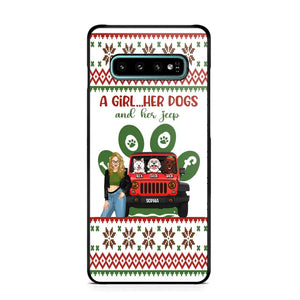 Personalized A Girl Her Dogs And Her Jeep Jeep Girl Phonecase Printed MTHN231038