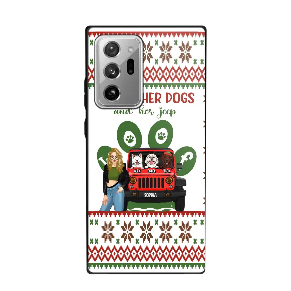 Personalized A Girl Her Dogs And Her Jeep Jeep Girl Phonecase Printed MTHN231038