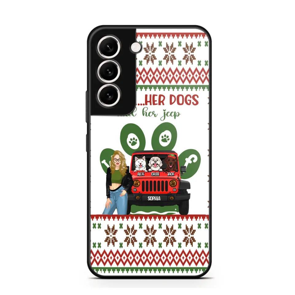 Personalized A Girl Her Dogs And Her Jeep Jeep Girl Phonecase Printed MTHN231038