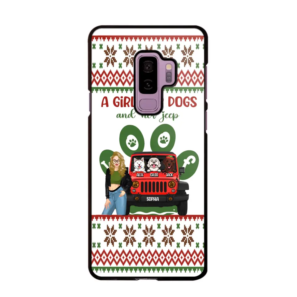 Personalized A Girl Her Dogs And Her Jeep Jeep Girl Phonecase Printed MTHN231038