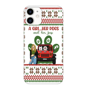 Personalized A Girl Her Dogs And Her Jeep Jeep Girl Phonecase Printed MTHN231038