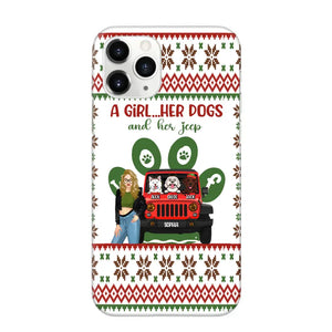 Personalized A Girl Her Dogs And Her Jeep Jeep Girl Phonecase Printed MTHN231038