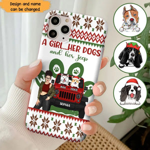 Personalized A Girl Her Dogs And Her Jeep Jeep Girl Phonecase Printed MTHN231038