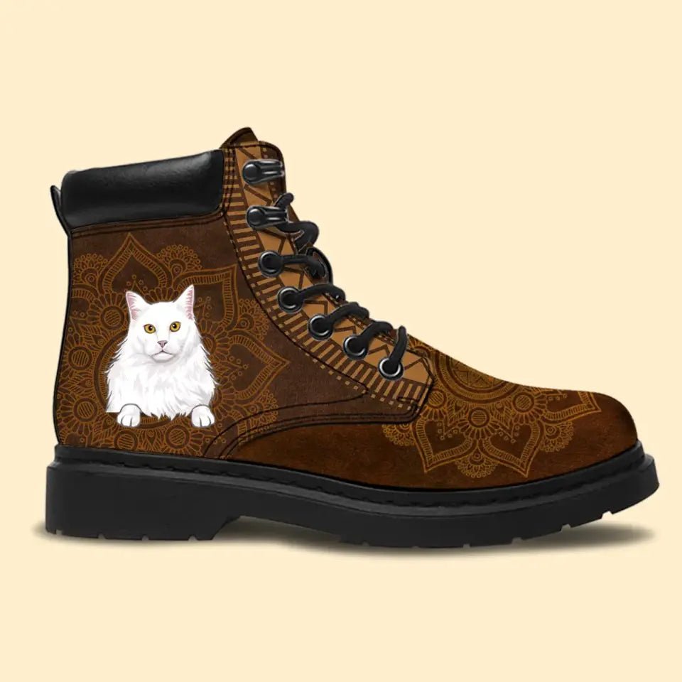 Personalized Cat Cute Cat Lovers Gift Leather Boots Printed KVH231057