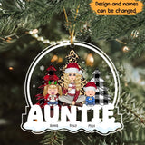 Personalized Auntie & Kids Custom Name Christmas Gift Acrylic Ornament Printed HN231099