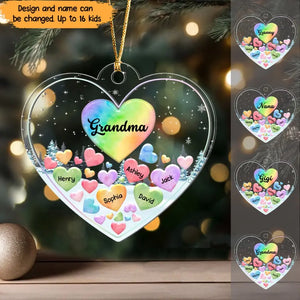 Personalized Grandma Hearts with Kid Names Christmas Gift Acrylic Ornament Printed VQ231136