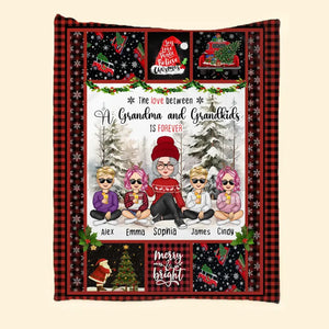 Personalized The Love Between Grandma And Grandkids Is Forever Sherpa or Fleece Blanket Printed HTHHN231020