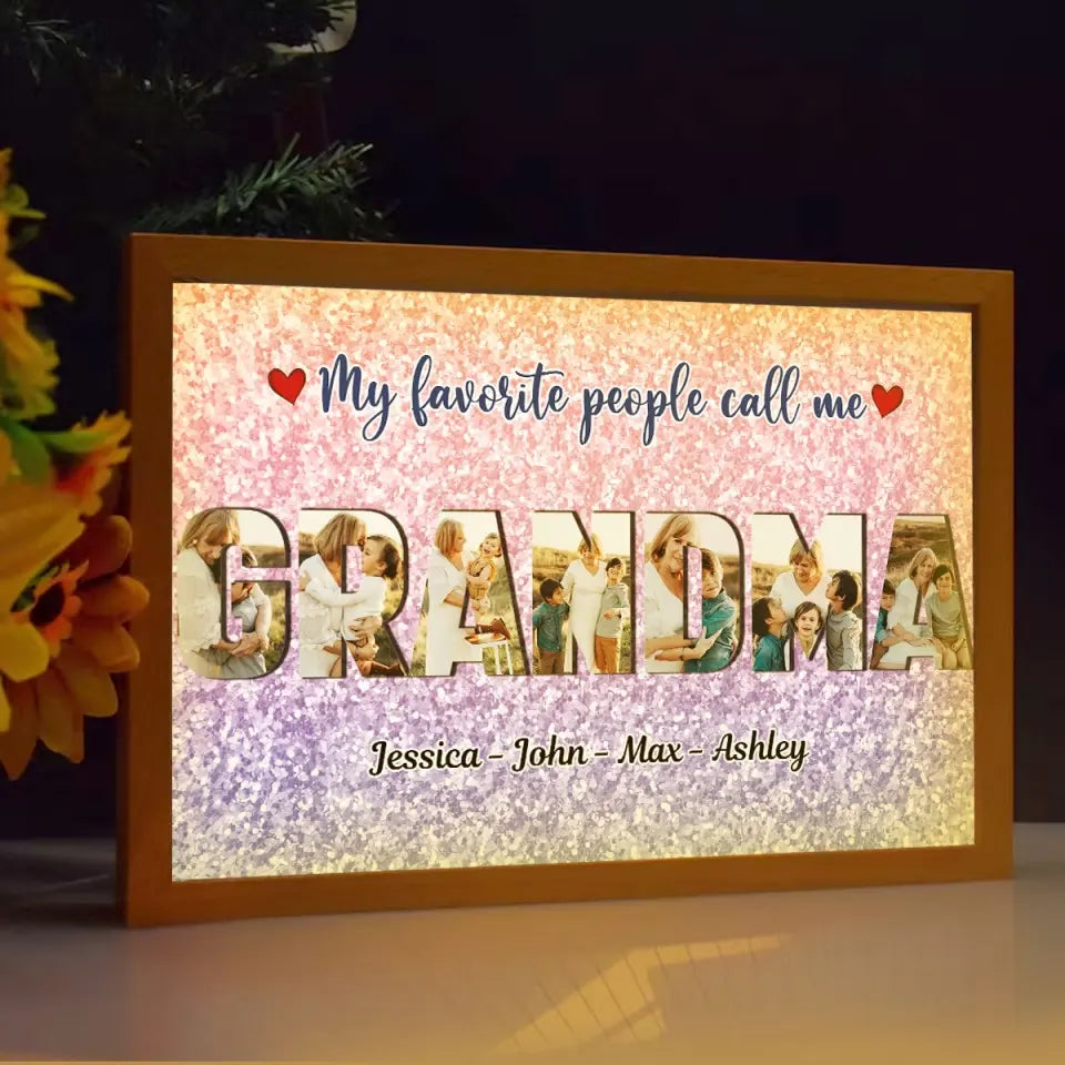 Personalized Upload Your Photo My Favorite People Call Me Grandma Custom Name Light Frame Canvas Printed HTHVQ231146