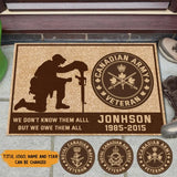 Personalized Canadian Army Veteran Custom Name & Time Doormat Printed KVH231152