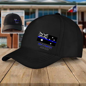 Personalized Australian Thin Blue Line Retired Custom Served Times Black Cap QTHN1162