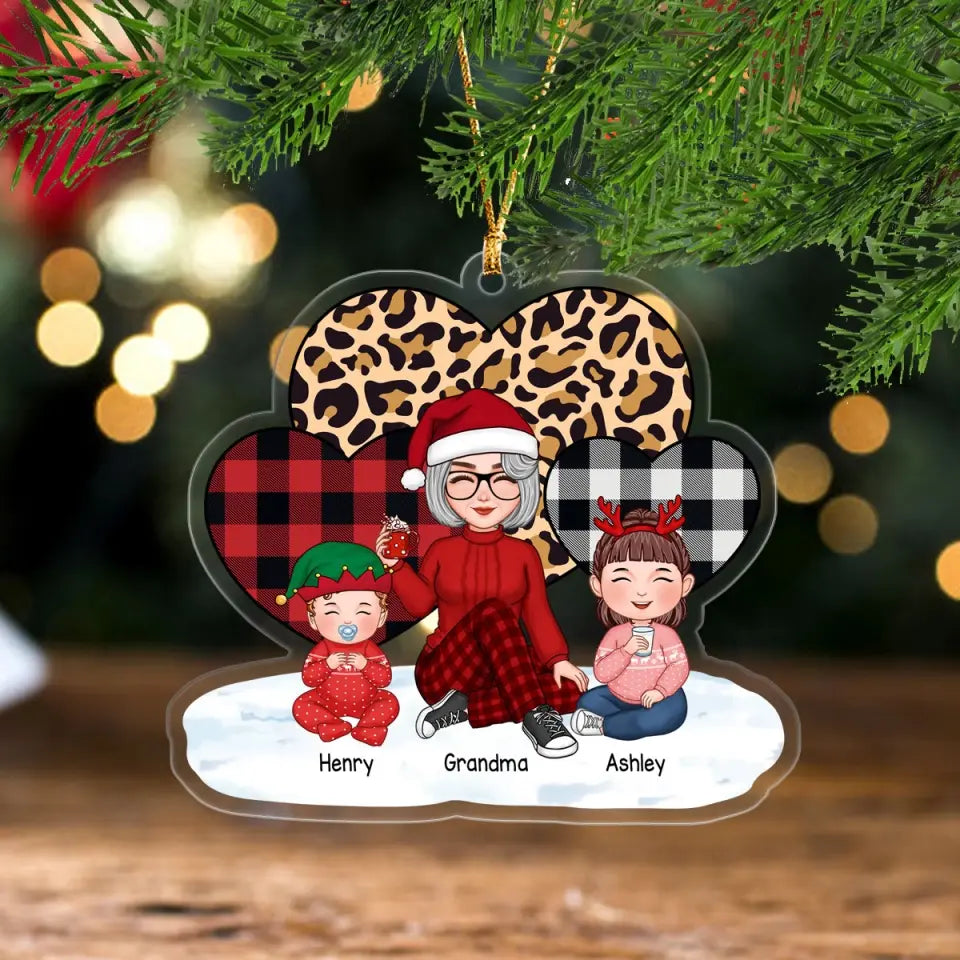 Personalized Grandma & Kids Custom Name Christmas Gift Acrylic Ornament Printed LDMLVA231177