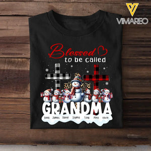 Personalized Blessed To Be Called Grandma Snowman Kid Names T-shirt Printed HN231175