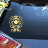 Personalized Canada Firefighter Retired Decal Printed QTKH1181