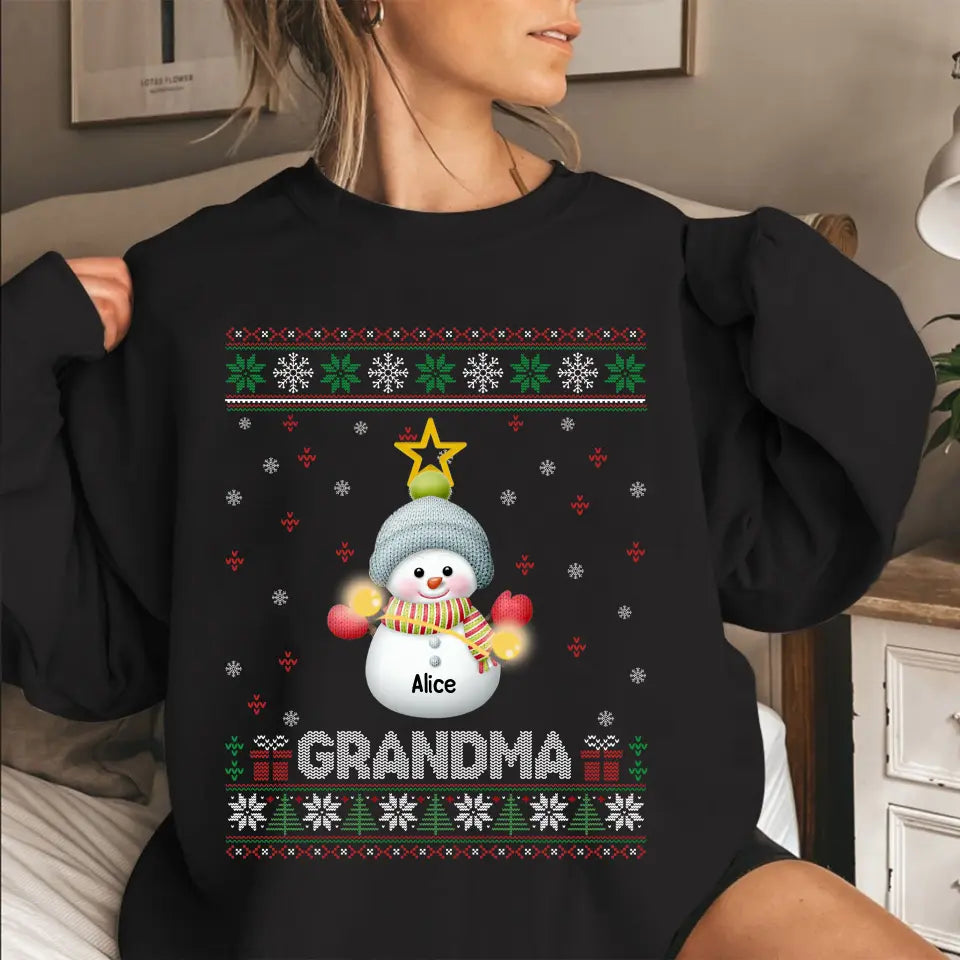 Personalized Title Grandma Snowman Christmas Gift Sweater Printed QTLVA1193