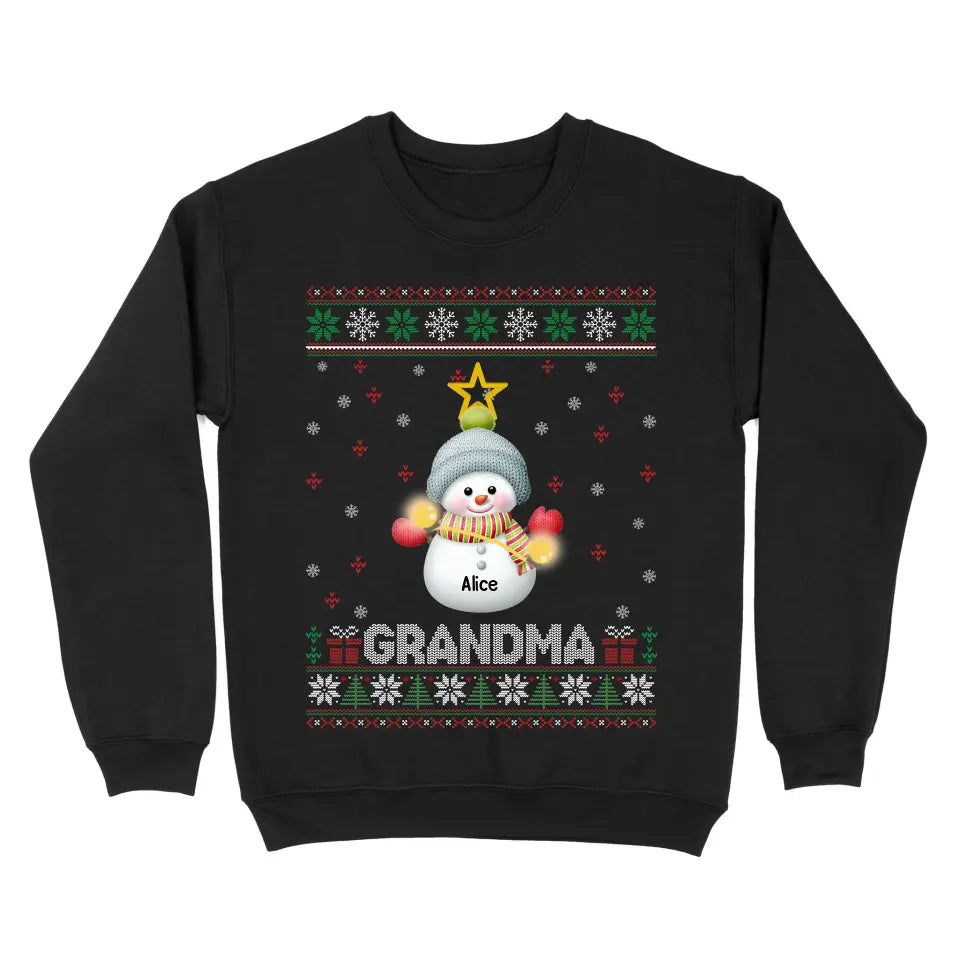 Personalized Title Grandma Snowman Christmas Gift Sweater Printed QTLVA1193