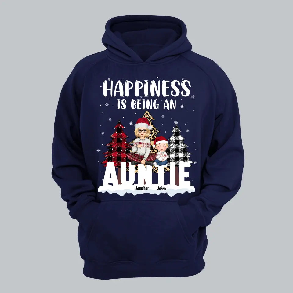 Personalized Happiness Is Being An Auntie Kid Names Christmas Gift Hoodie 2D Printed LVA231144