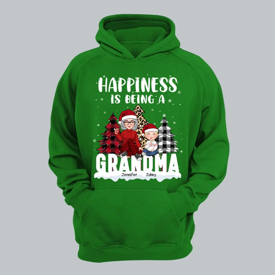 Personalized Happiness Is Being A Grandma Christmas Gift Hoodie 2D Printed LVA231205