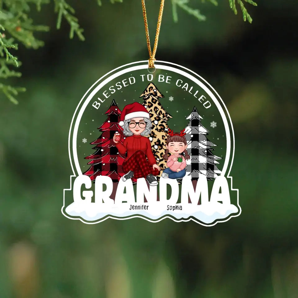 Personalized Blessed To Be Called Grandma Christmas Gift Acrylic Ornament Printed HN231149