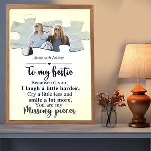 Personalized Upload Your Photo To My Bestie You Are My Missing Pieces Bestie Light Frame Canvas Printed NMTVQ231219