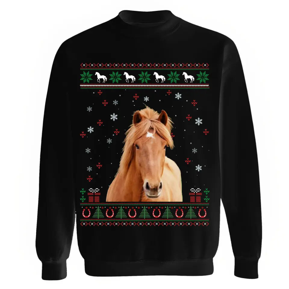 Personalized Upload Your Horse Photo Horse Christmas Gift Sweatshirt Printed LDMVQ231209