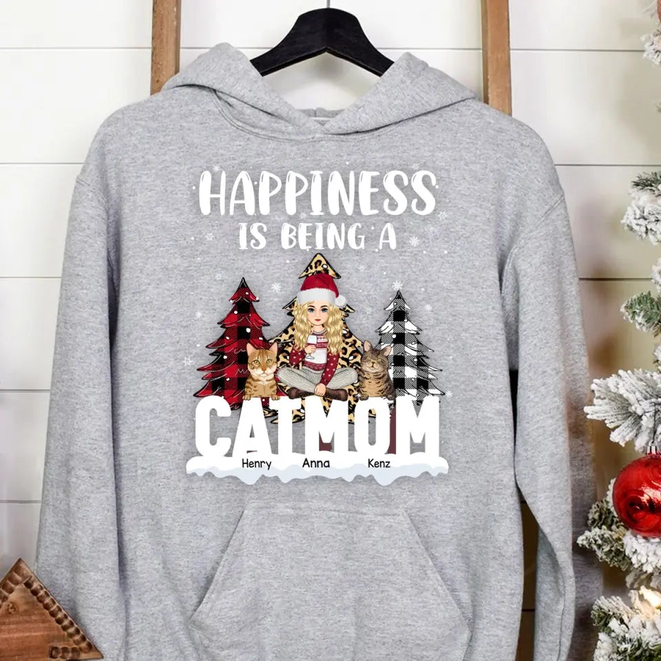 Personalized Happiness Is Being A Cat Mom Cat Lovers Gift Christmas Gift Hoodie 2D Printed LVA231221