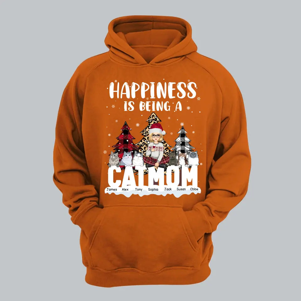 Personalized Happiness Is Being A Cat Mom Cat Lovers Gift Christmas Gift Hoodie 2D Printed LVA231221