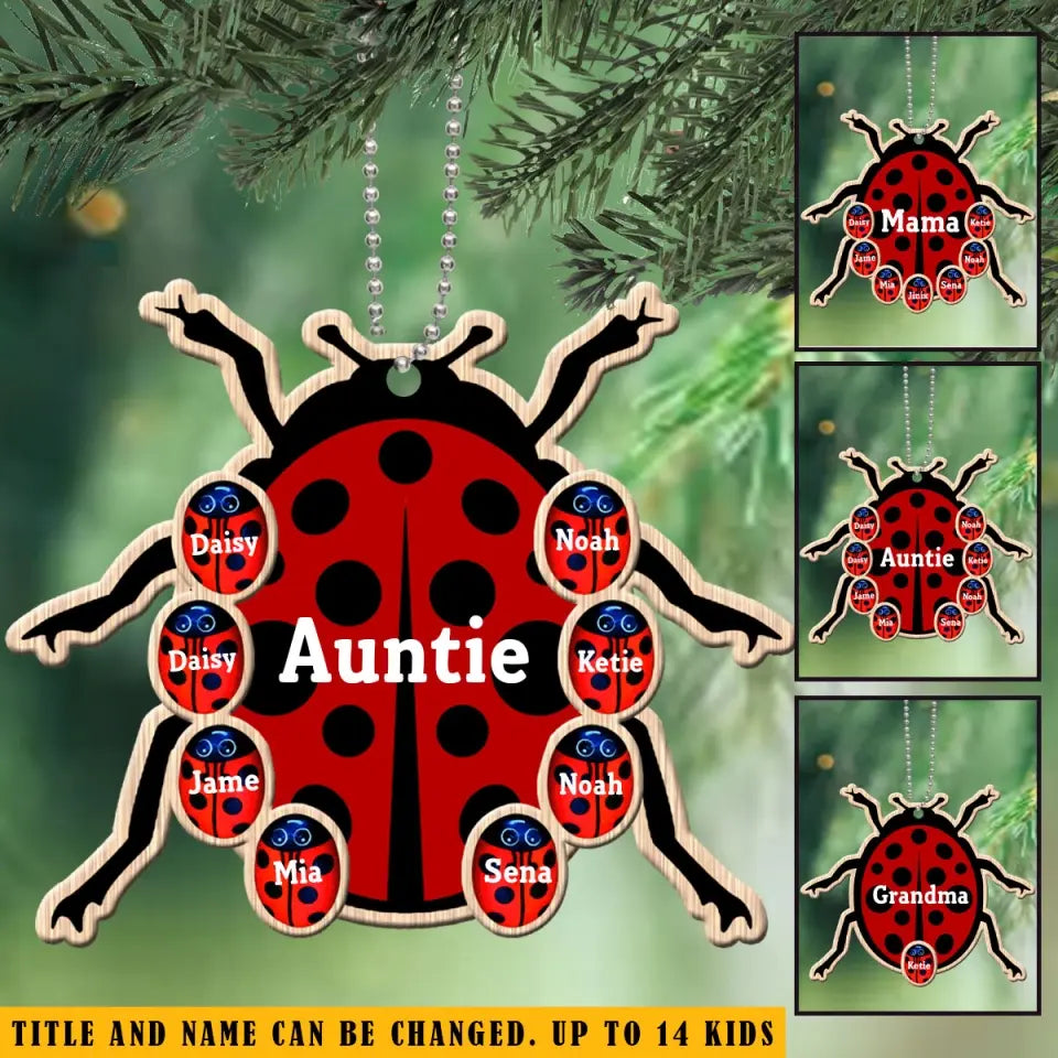 Personalized Grandma Bugs & Kid Custom Name Wooden Ornament Printed KVH231227